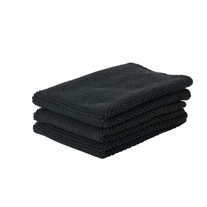 The Zone Denmark - cleaning cloth, 27 x 27 cm, black (set of 3)