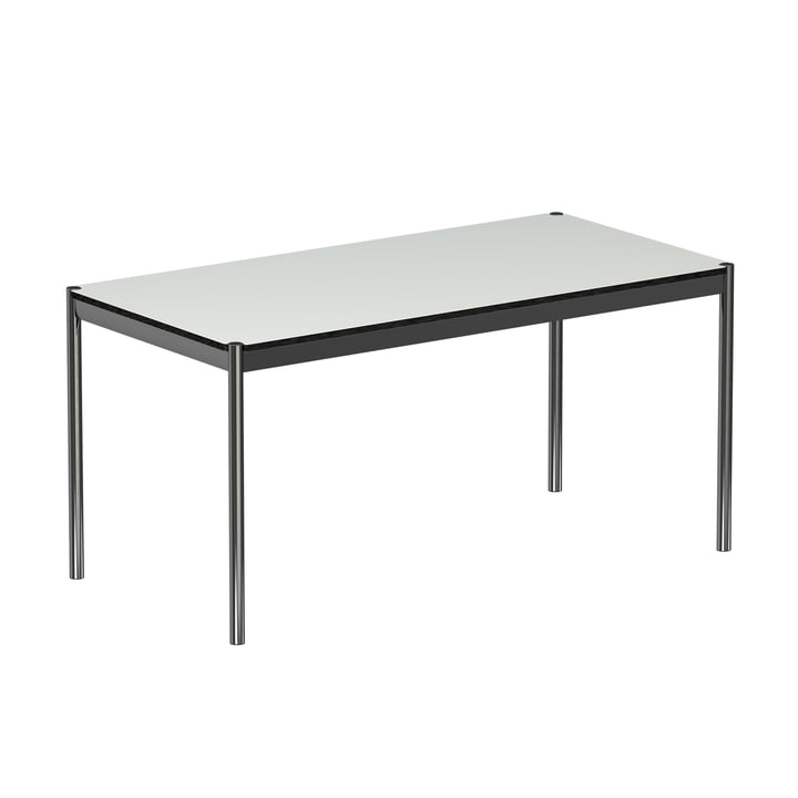 USM Haller - Table 150 x 75 cm, chromed steel frame / resin tabletop, pearl grey