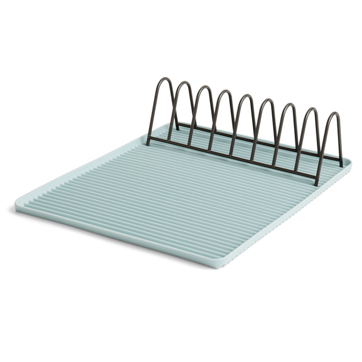 The Hay - Dish Drainer Drip Tray in Light Blue with a Rack in Anthracite