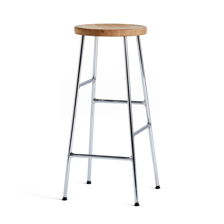 Cornet Bar Stool High H 75 cm by HAY in Oiled Oak / Chrome