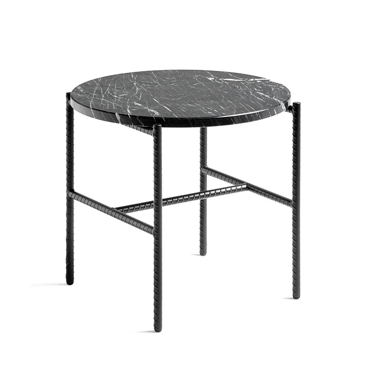 HAY - Rebar Side Table, Ø 45 x H 40.5 cm, marble / black