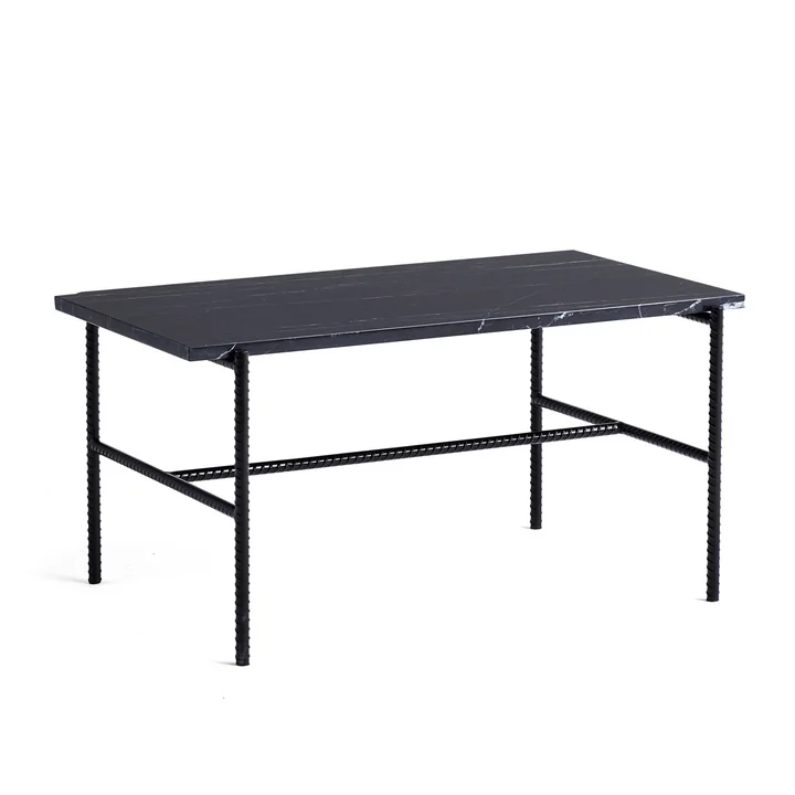 Rebar Rectangular Side Table by HAY in Marble / Black