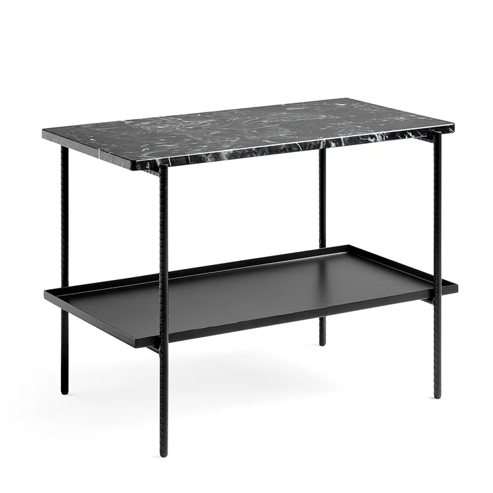 HAY - Rebar Rectangular Side Table, Two Levels, Marble / Black