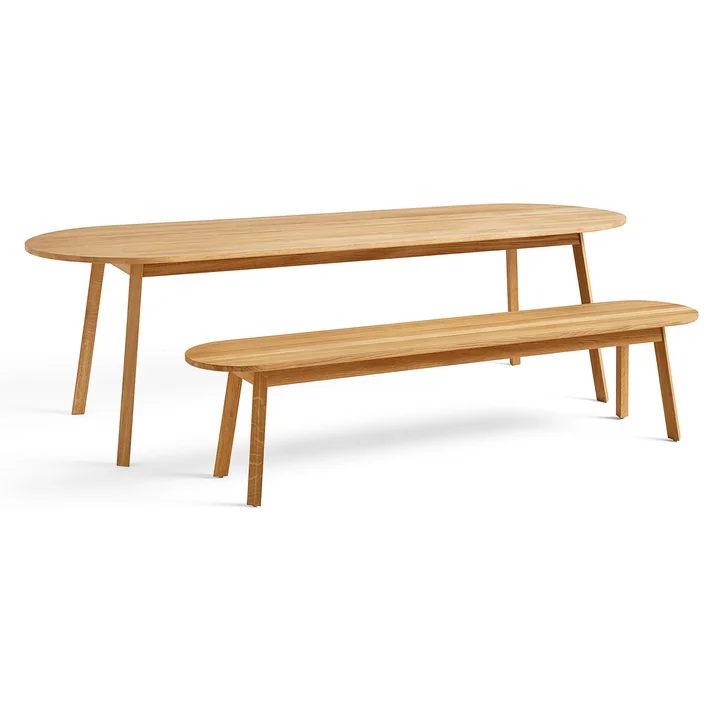 Triangle Leg Dining Table and Bench by HAY
