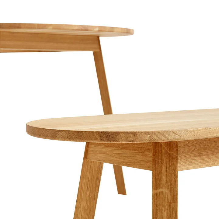 Triangle Leg Dining Table and Bench by HAY in Oiled Oak