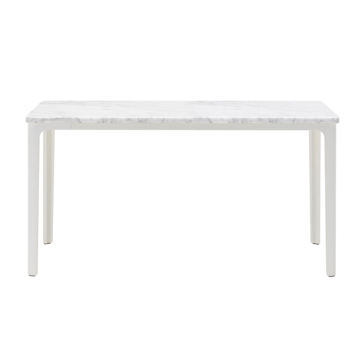 The Vitra - Plate Table, 71 x 71 cm in white powder-coated / Carrara marble