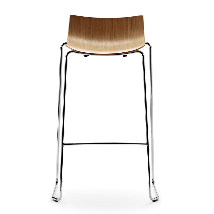 The Carl Hansen - BA004T Preludia Bar Stool in Lacquered Oak / Chrome-Plated