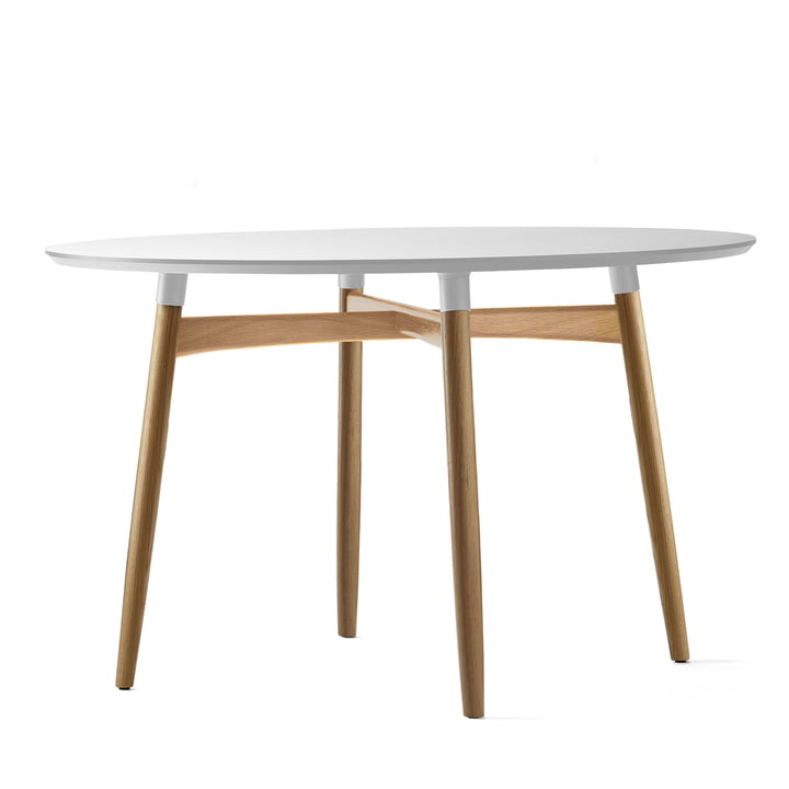 Carl Hansen - BA103 Preludia dining table Ø 120 cm, white laminate / oak