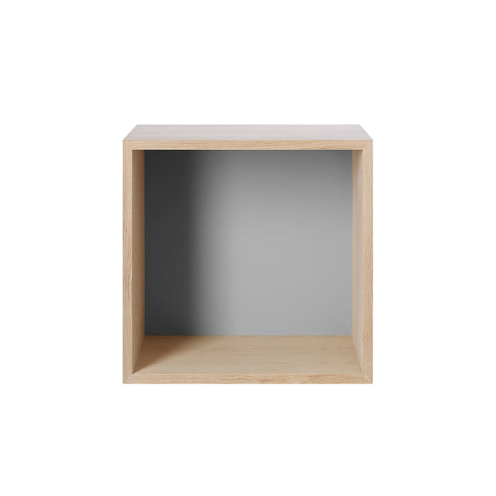 Muuto - Mini Stacked Shelf module 2. 0, medium, oak / light grey back panel