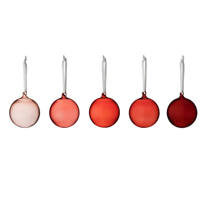 The Iittala - Glass balls, various shades of red (set of 5)