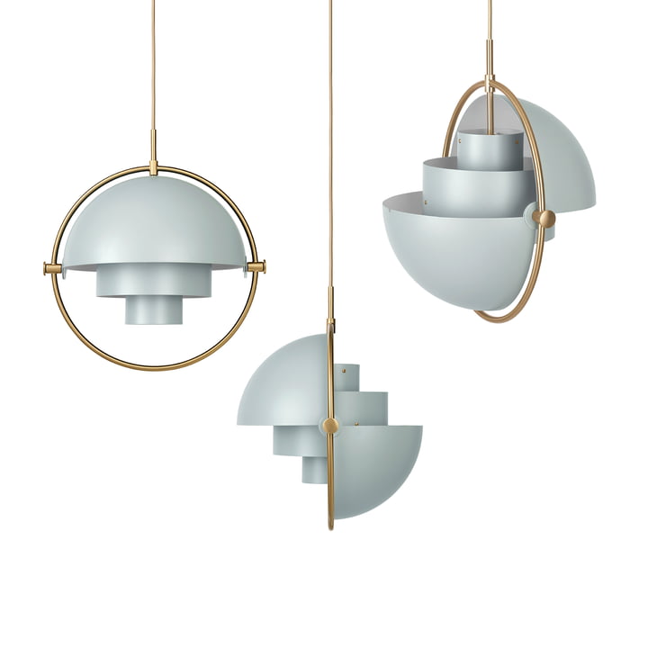 Multi-Lite Pendant lamp Ø 36 cm from Gubi in brass / sea grey