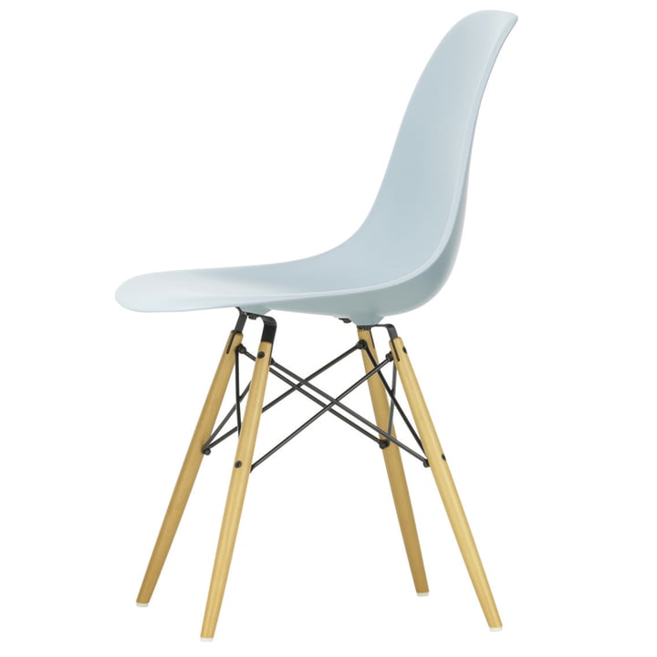 Vitra - Eames Plastic Side Chair DSW, yellowish maple / ice grey, white felt glides