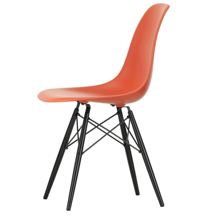 Vitra - Eames Plastic Side Chair DSW, dark maple / red (poppy red)