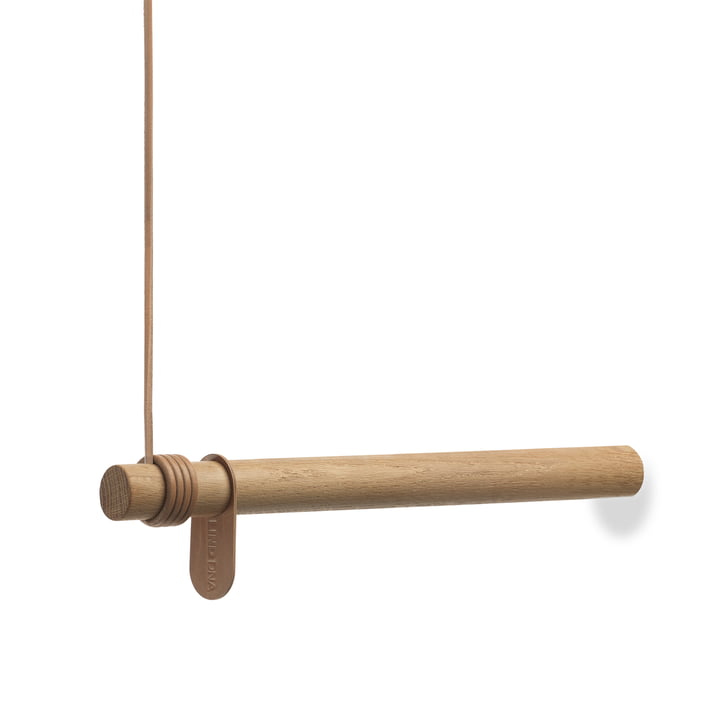 The LindDNA - Wall Swing wall coat rack in natural oak / natural leather