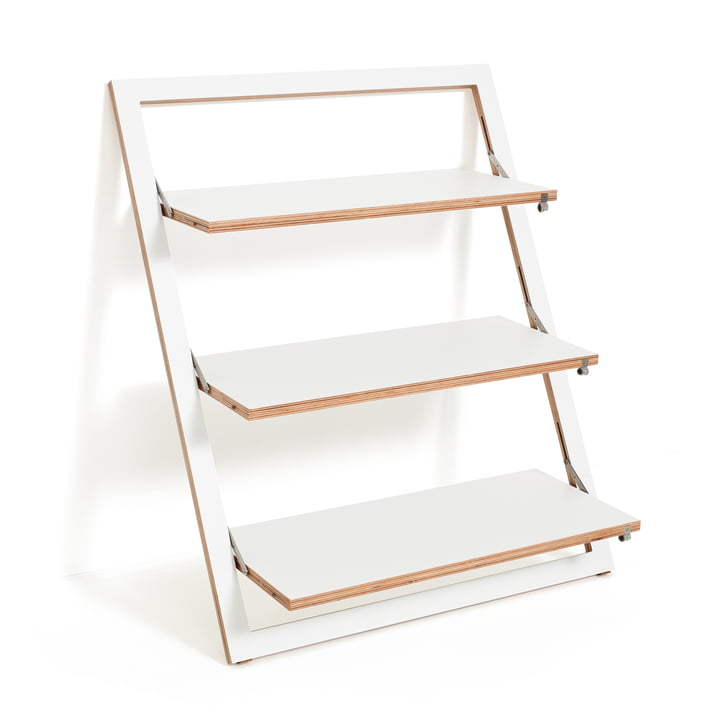 Ambivalenz - Fläpps leaning shelf, 80 x 100 cm, 3 shelves, white