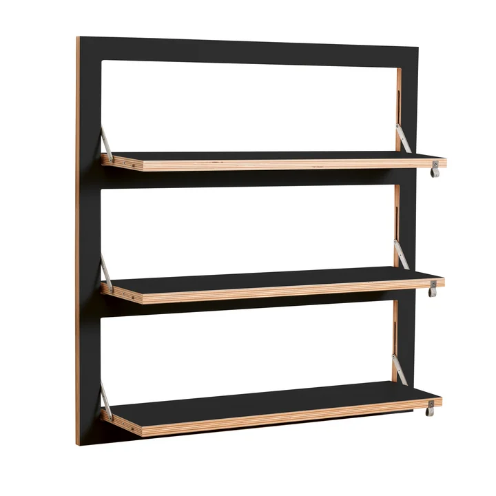 Ambivalenz - Fläpps Leaning Shelf, 80 x 80 cm, 3 shelves, black
