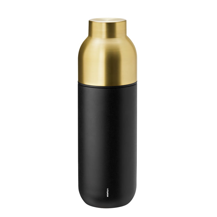 The Stelton - Collar Thermos bottle 0.75 l in black / brass