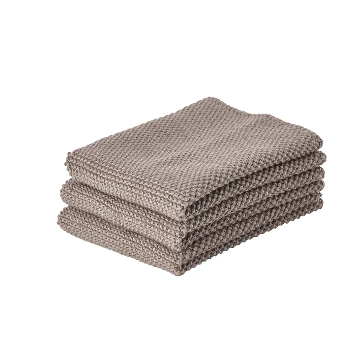 The Zone Denmark - cleaning cloth, 27 x 27 cm, taupe brown (set of 3)