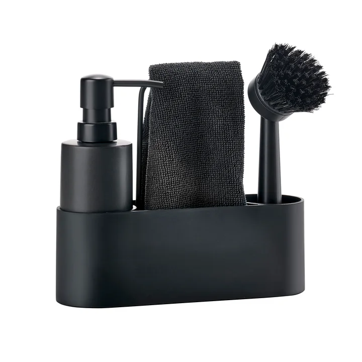 The Zone Denmark - Dishwashing set with cleaning cloth (4 pcs.), black