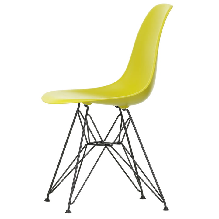 Eames Plastic Side Chair DSR by Vitra in basic dark / mustard