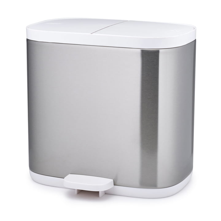 Joseph Joseph - Split Steel 6 Recycling Bin, stainless steel / white