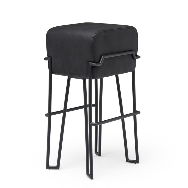 Bokk Bar stool H 76 cm, black / leather black from Puik