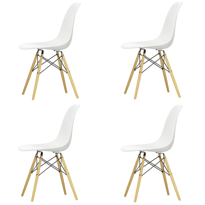 Special offer: 4 x Eames Plastic Side Chair DSW from Vitra in maple yellowish / white