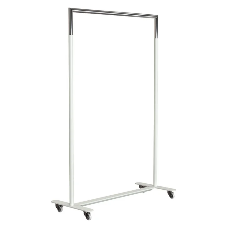 Bukto Coat Rack with Wheels 100 cm, Polished Stainless Steel / White by Frost