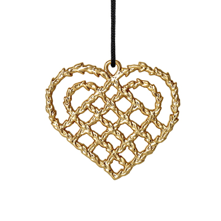 Woven Heart H 7 cm, gold by Rosendahl