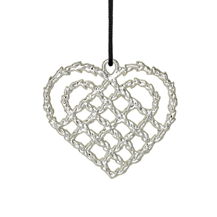 Woven Heart H 7 cm, silver by Rosendahl