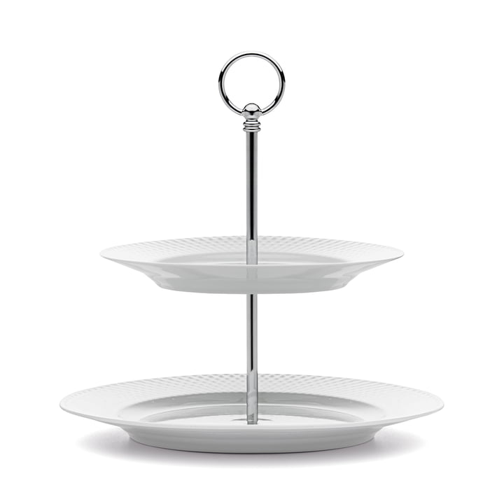 Rhombe Tiered Stand Ø 27 cm in White by Lyngby Porcelæn