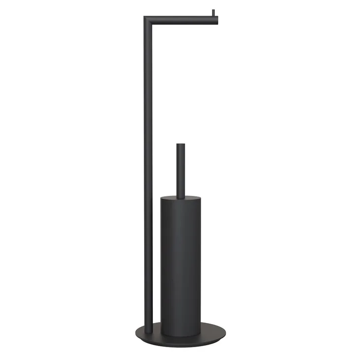 Nova 2 Toilet Paper Holder and Toilet Brush, Freestanding in Black