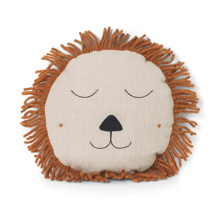 Safari Cushion Lion by Ferm Living in Natural