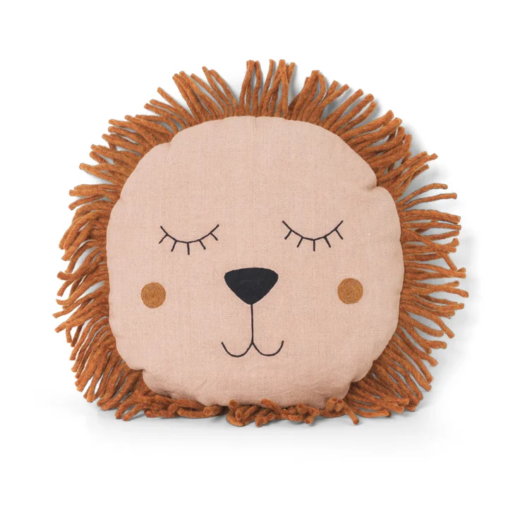 Safari Cushion Lion by Ferm Living in Pink