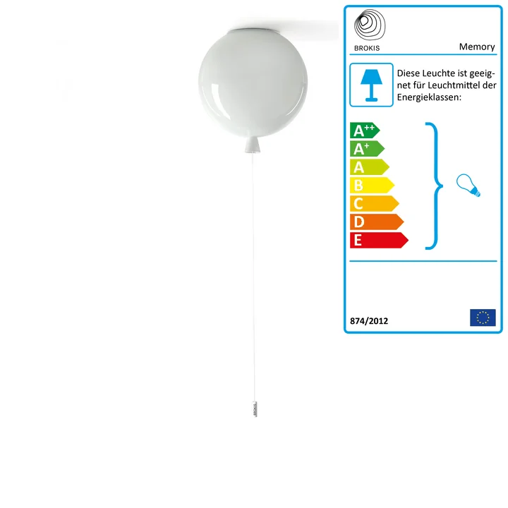 Memory ceiling light from Brokis - Ø 25 x H 27,5 cm, white / cable white