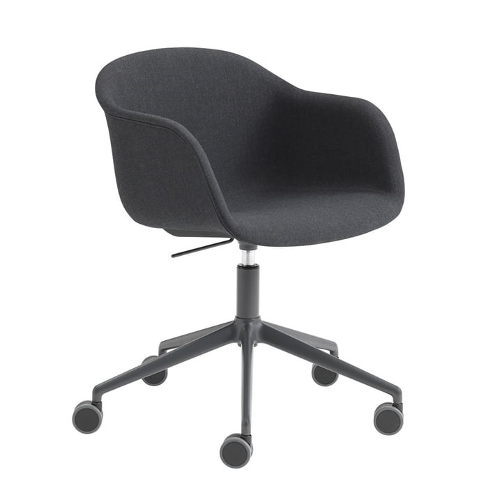 Fiber office armchair Swivel Base from Muuto in aluminium black / dark grey (Remix 183)
