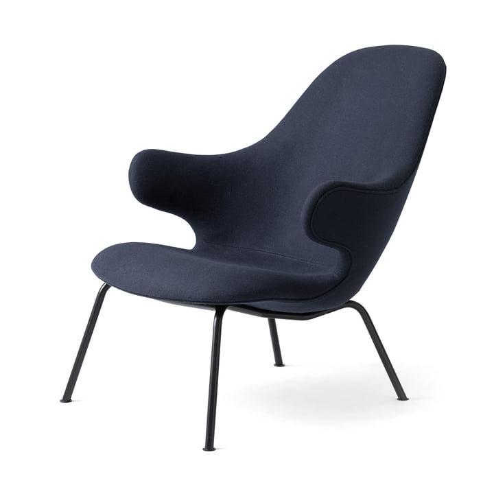 Catch JH14 Lounge- Chair from & tradition - black / Divina 3 dark blue (793)