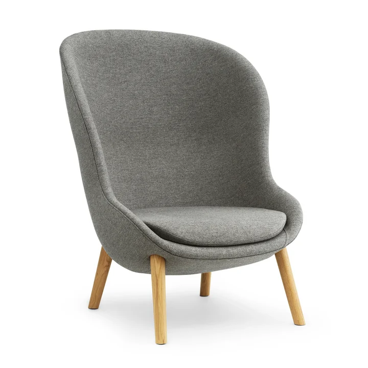 Hyg Lounge Chair High by Normann Copenhagen - oak / grey (Flax MLF26)