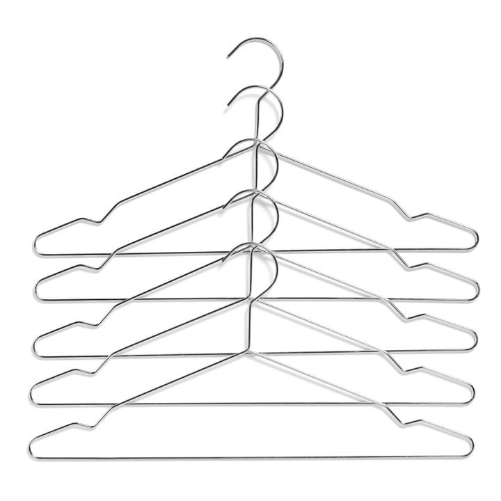 Hang Coat hanger from Hay in silver (set of 5)