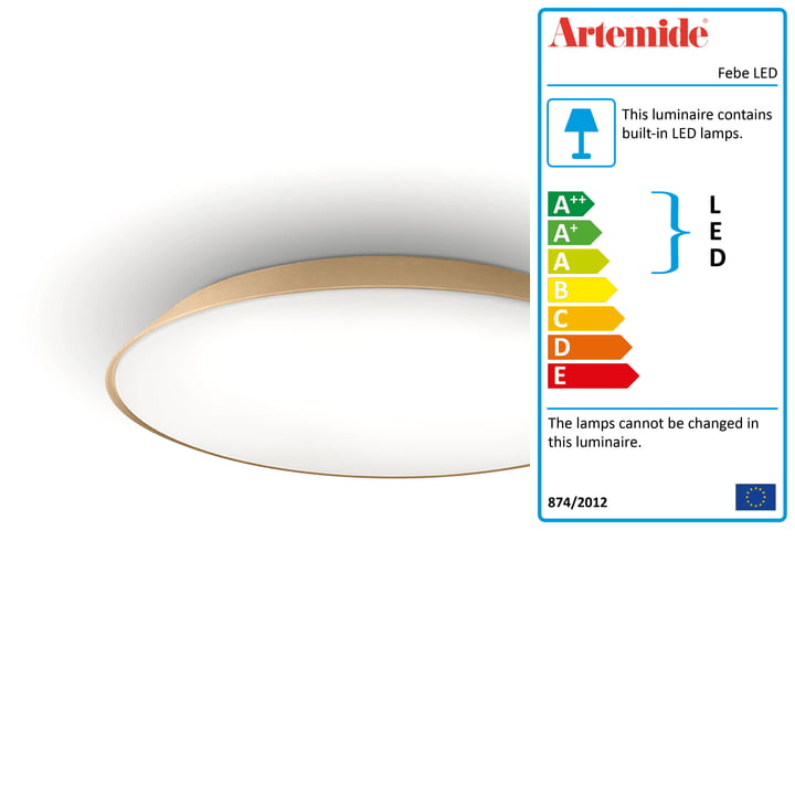 Febe LED wall and ceiling light from Artemide in dove grey