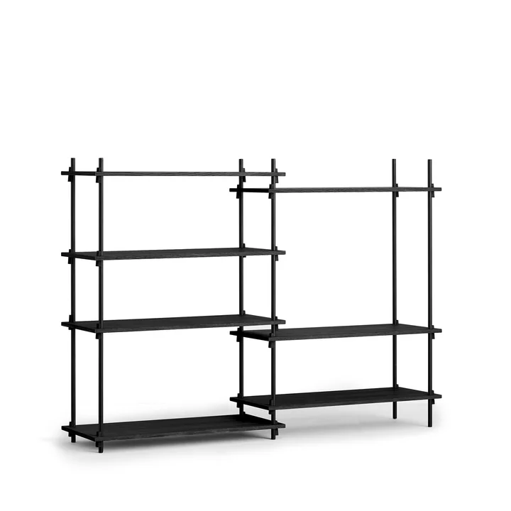 Shelving System from Moebe - Medium Double, black stained oak
