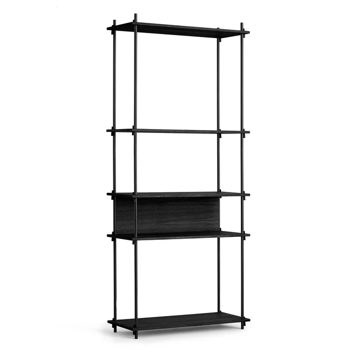 Shelving System from Moebe - Tall Single, black stained oak