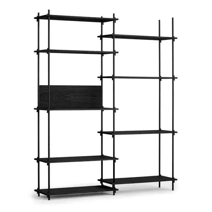 Shelving System from Moebe - Tall Double, black stained oak