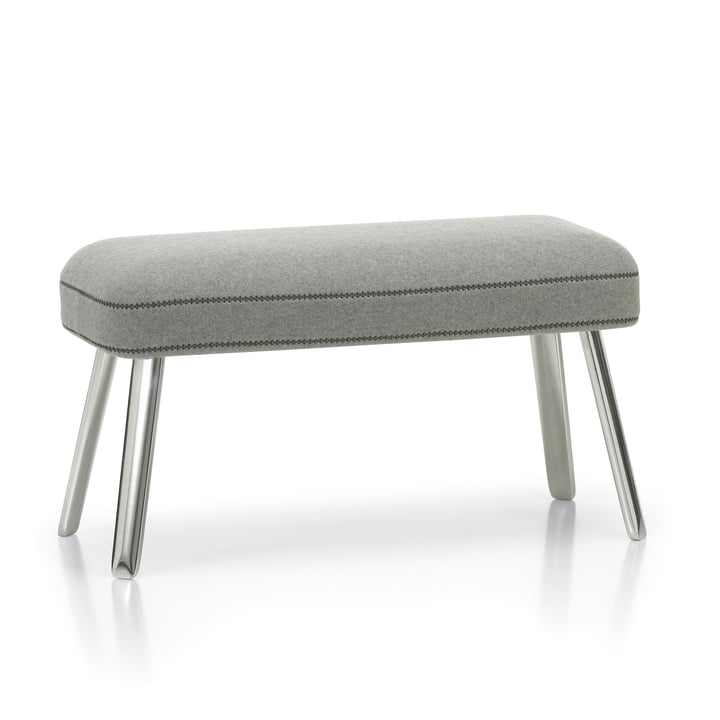 Panchina footrest by Vitra in Cosy pebble grey (01) / polished (plastic glider)