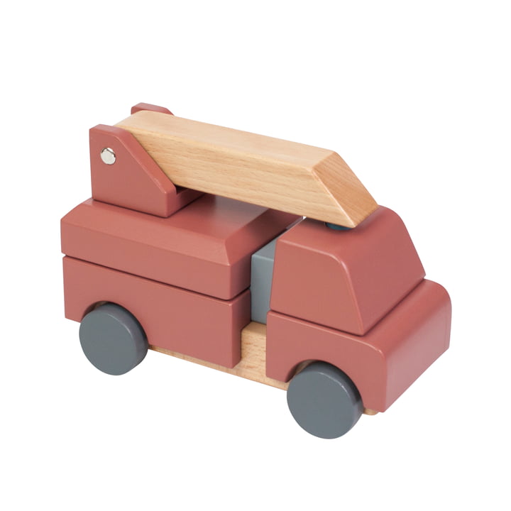 Fire engine made of wood from Sebra in red