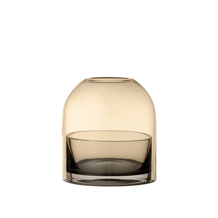 Tota tea light holder, Ø 9,3 x H 10,3 cm in black / amber from AYTM