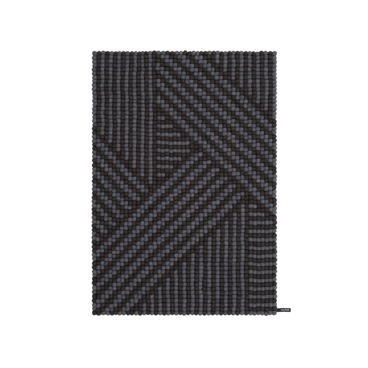 Weave felt ball carpet, 90 x 130 cm in anthracite / dark grey by myfelt