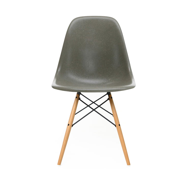 Eames Fiberglass Side Chair DSW by Vitra in maple yellowish / Eames raw umber