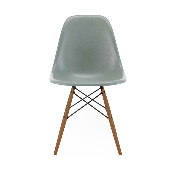 Eames Fiberglass Side Chair DSW by Vitra in ash honey / Eames sea foam green