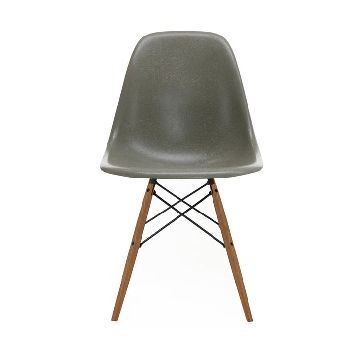 Eames Fiberglass Side Chair DSW by Vitra in ash honey / Eames raw umber